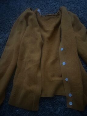 a new day Mustard Open-Front Button Cardigan